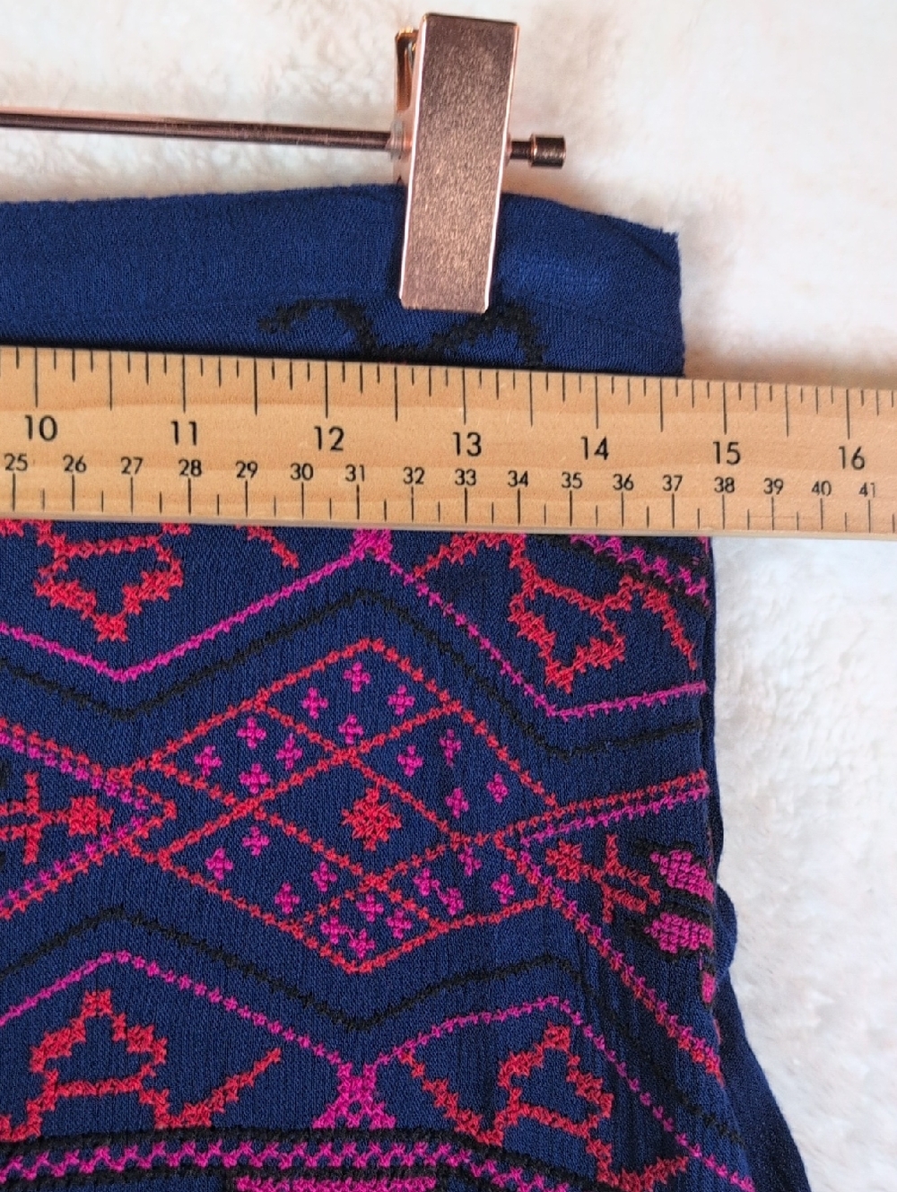 574-Japna Blue Maxi Skirt with Pink Embroidered Waistband - Picture 4 of 8